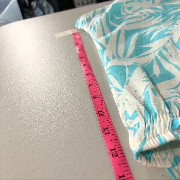 Vtg Cathy Daniels 100% Linen Pants Womens XL Cropped Pull On Leaf Print Pockets - Picture 11 of 13